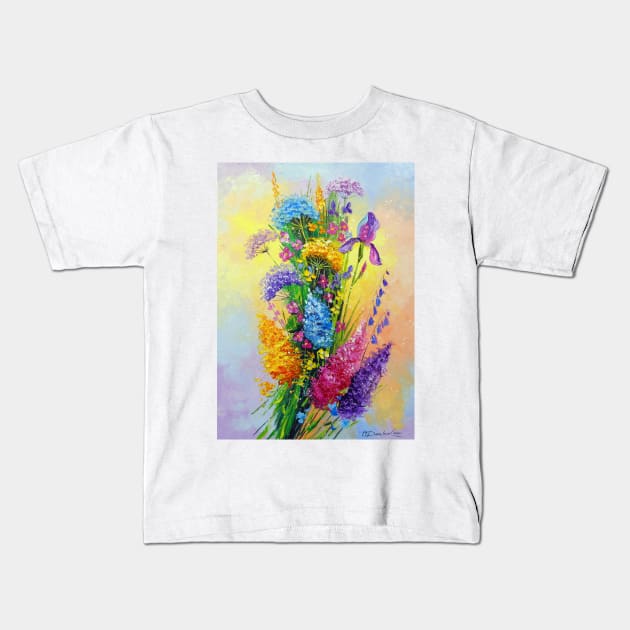 Bouquet of meadow flowers Kids T-Shirt by OLHADARCHUKART